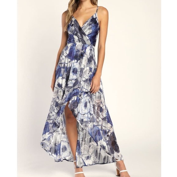 Lulus Dresses & Skirts - NWOT Lulus An Enchanting Dream Navy Multi Print High-Low Maxi Dress Small